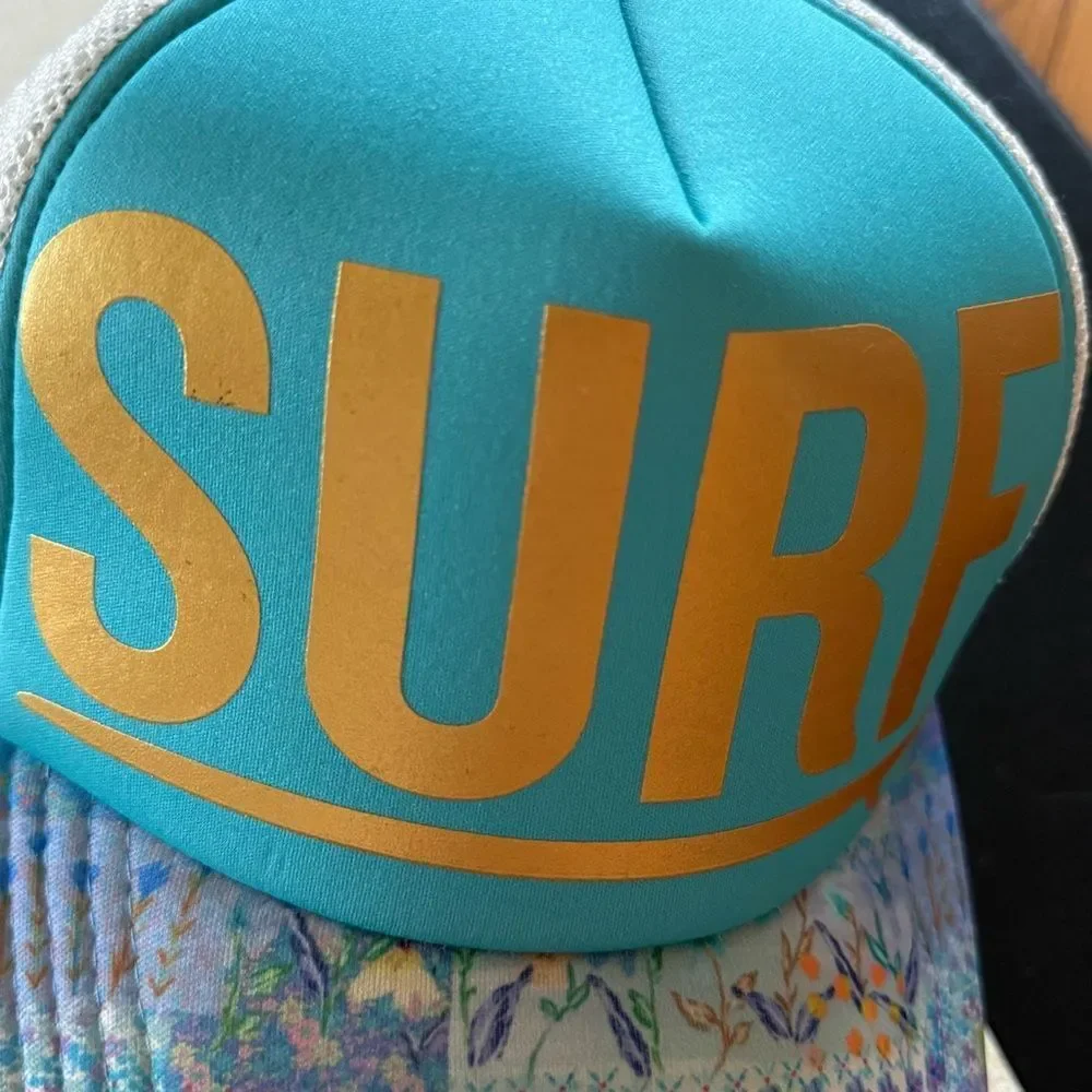 Surf Hat~  Natural Life surf logo with micro floral bohemian beach time cap NWT